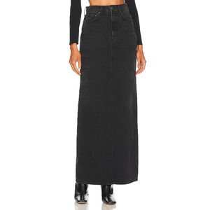 Grlfrnd 'Amara' Black Maxi Pencil Skirt With Back Slit Size 25